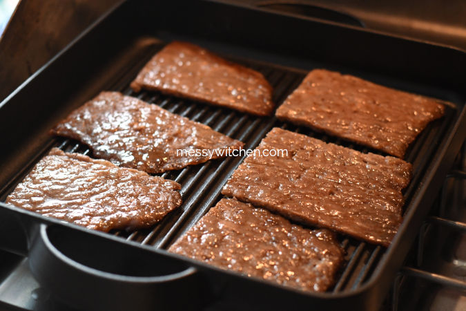 Grill Shoyu Koji Bakkwa On Cast Iron Grill